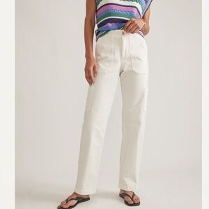 Marine Layer Aria Straight Leg Utility Pants in White.